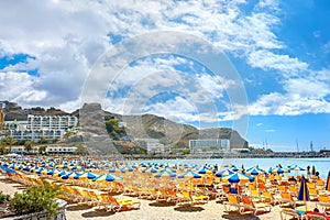 Puerto Rico`s beach. Canary resort, Gran Canaria, Spain