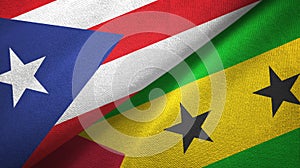 Puerto Rico and Sao Tome and Principe two flags textile cloth, fabric texture photo