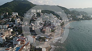 Puerto Vallarta aerial of romantic zone old town Nayarit Mexico drone