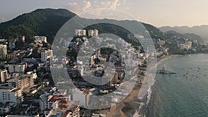 Puerto Vallarta aerial of romantic zone old town Nayarit Mexico drone