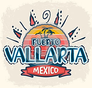 Puerto Vallarta Mexico - vector icon, emblem design photo