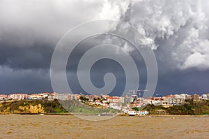 Puerto Viejo of Algorta with stormy clouds