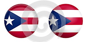 Puertorico flag under 3d dome button and on glossy sphere / ball photo