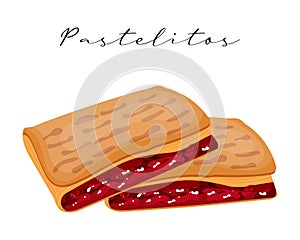 Puff pastries with sweet filling, Pastelitos, Latin American cuisine. National cuisine of Cuba. Food illustration vector photo