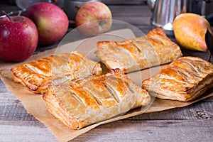 Puff pastry apple pastry turnovers for dessert