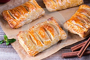 Puff pastry apple pastry turnovers for dessert