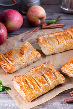 Puff pastry apple pastry turnovers for dessert