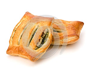 Puff pastry. Healthy pasty with spinach.