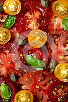 Puff pastry pie with tomatoes and basil