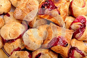 Puff pastry with strawberry cherry jam filling