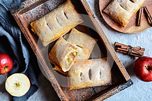 Puff pastry Turnovers filled with apples and cinnamon