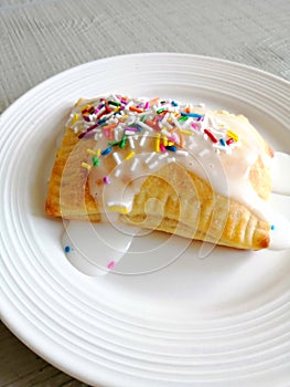 Puff pastry on white plate