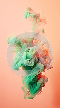 puff of smoke in neon tones, abstract art, colored steam background, smoke cloud swirl pattern, bright vivid colors