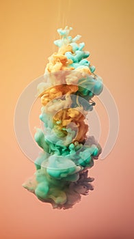 puff of smoke in neon tones, abstract art, colored steam background, smoke cloud swirl pattern, bright vivid colors