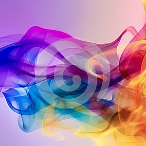 puff of smoke in neon tones, abstract art, colored steam background, smoke cloud swirl pattern, bright vivid colors.