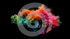puff of smoke in neon tones, abstract art, colored steam background, smoke cloud swirl pattern, bright vivid colors