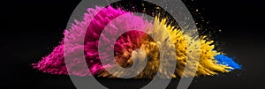 puff of smoke in neon tones, abstract art, colored steam background, smoke cloud swirl pattern, bright vivid colors