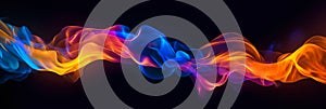 puff of smoke in neon tones, abstract art, colored steam background, smoke cloud swirl pattern, bright vivid colors