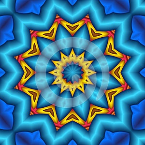 Puffed blue star flower mandala photo