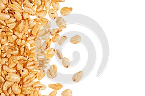 Puffed honey air rice wheat isolated with copy space.