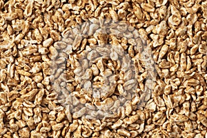 Puffed oat close up full frame as background