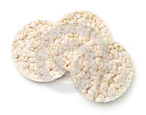 Puffed Rice Bread Isolated on White Background