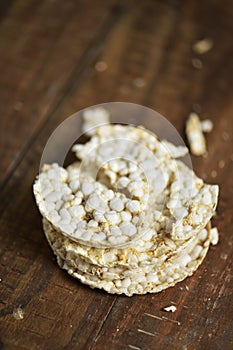 Puffed rice cakes on a table