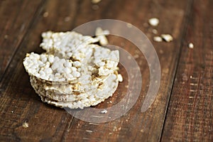 Puffed rice cakes on a table