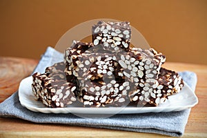 Puffed rice chocolate squares