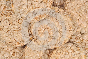 Puffed rice snack close up