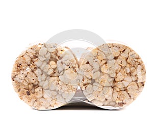 Puffed rice snack. Close up.