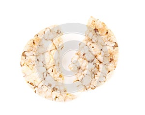 Puffed rice snack.white background.