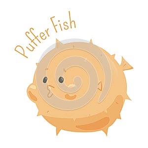 Puffer fish. Child fun pattern icon.