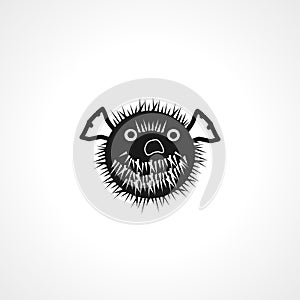 puffer fish sea simple isolated black icon