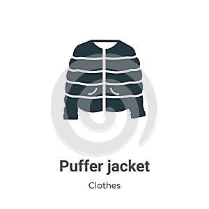 Puffer jacket vector icon on white background. Flat vector puffer jacket icon symbol sign from modern clothes collection for