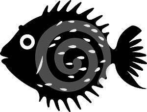 pufferfish Black Silhouette Generative Ai