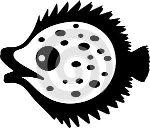 pufferfish Black Silhouette Generative Ai