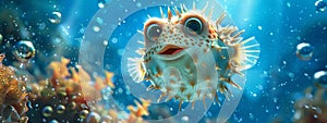 Pufferfish in the ocean underwater, nature wildlife concept