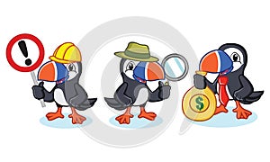 Puffin Mascot Vector with money