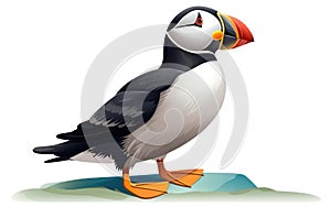 Puffin Whimsy on White Background