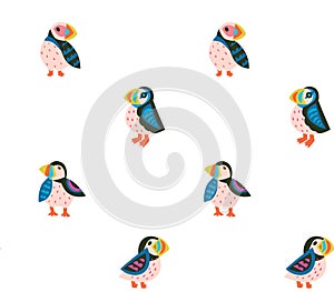 Puffins seamless pattern