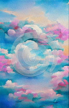 Puffy clouds - abstract watercolor painting