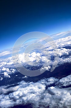 Puffy clouds with the brightly expressed atmospher