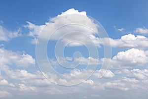 Puffy White Clouds in Blue Sky for Natural Background