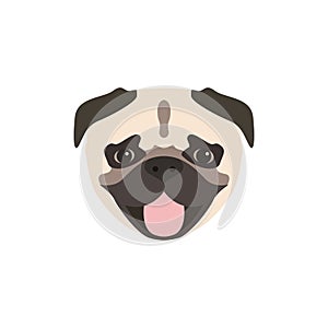 Pug dog icon isolated on white background.