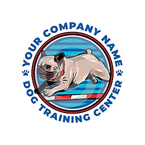 Cool dog training center concept logo vector icon illustration