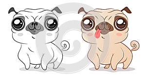 Pug in kawaii style