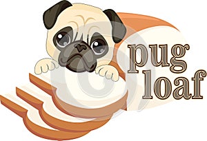 Pug Loaf 2 Flat Vector Illustration