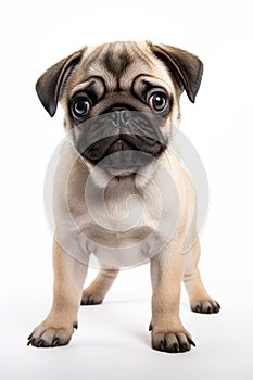 Pug Puppy - Adorable Standing in Studio Portrait