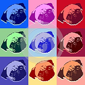 Pug Puppy Dog PopArt Vector